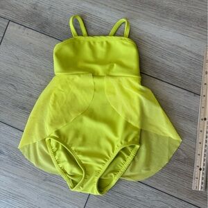 Girls Neon Yellow Dance Leotard with Skirt